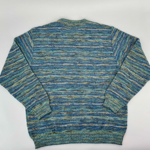 Merseta made in Italy blue & green mixed yarn knit crewneck sweater - Picture 3 of 4